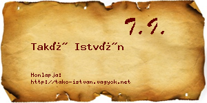 Takó István névjegykártya